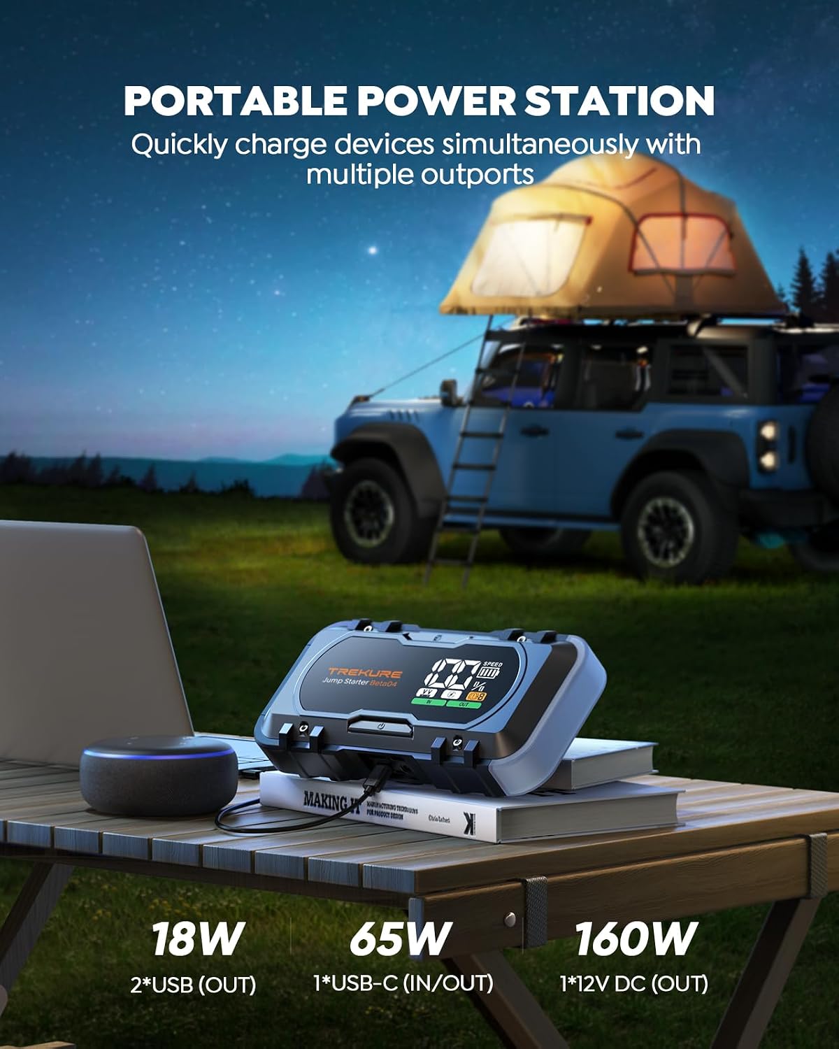 8000A Car Battery Jump Starter, Battery Jumper Starter Portable (All Gas/12L Diesel), 27000mAh 65W Charging Jump Box