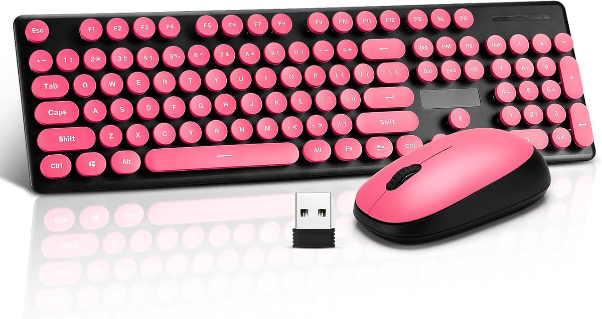 Wireless Keyboard and Mouse Combo, Full Size Compact Quiet Wireless Keyboard and Mouse Set 2.4G Ultra-Thin Sleek