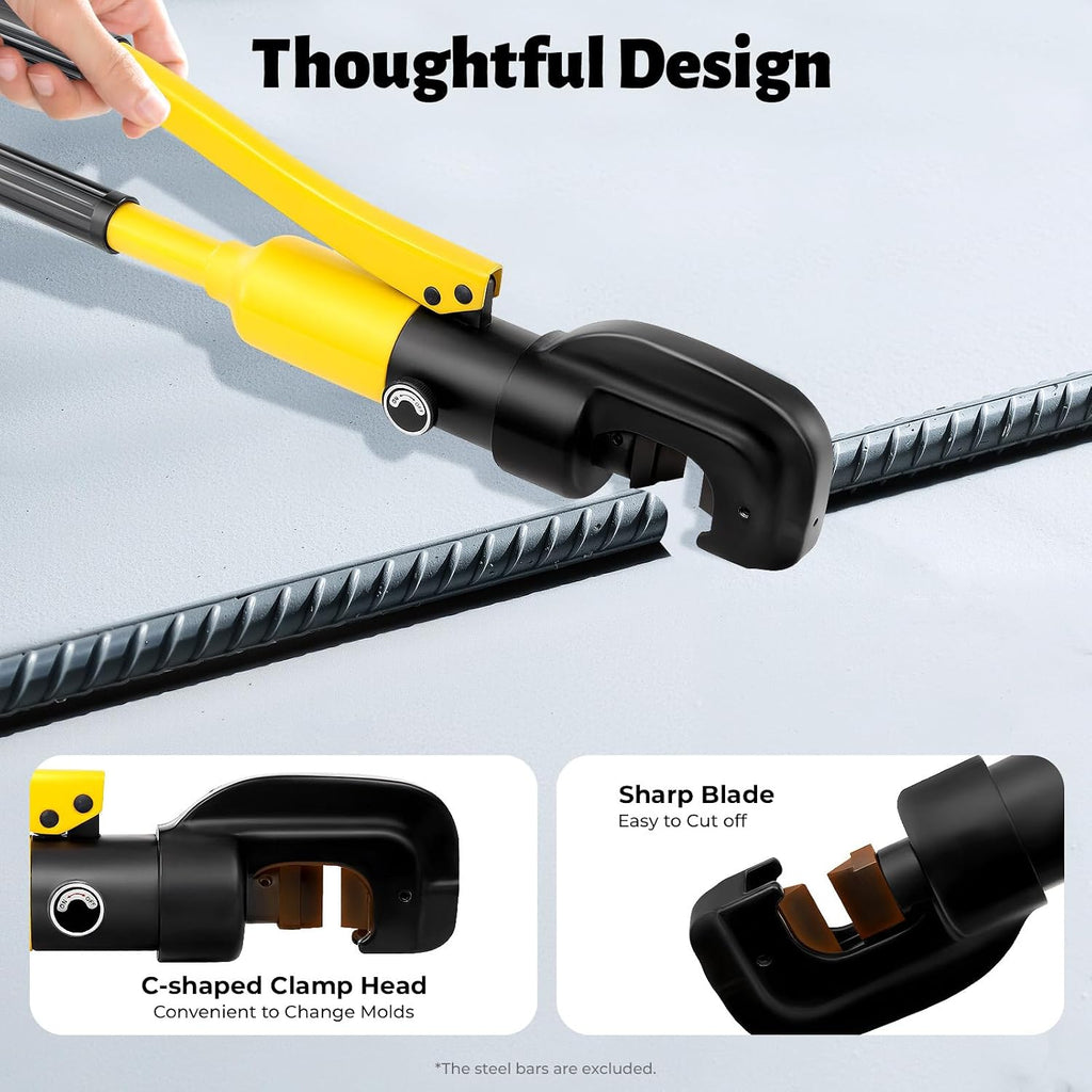 Hydraulic Rebar Cutter, Heavy Duty Rebar Bender with Portable Box, Handheld Cutting Tool for Steel Bars, Shear Area