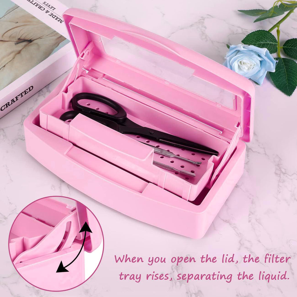 2 Piece Nail Tool Sterilizer Box barbicide Disinfectant Jar Plastic Disinfectant Container Suitable for Nail Tools