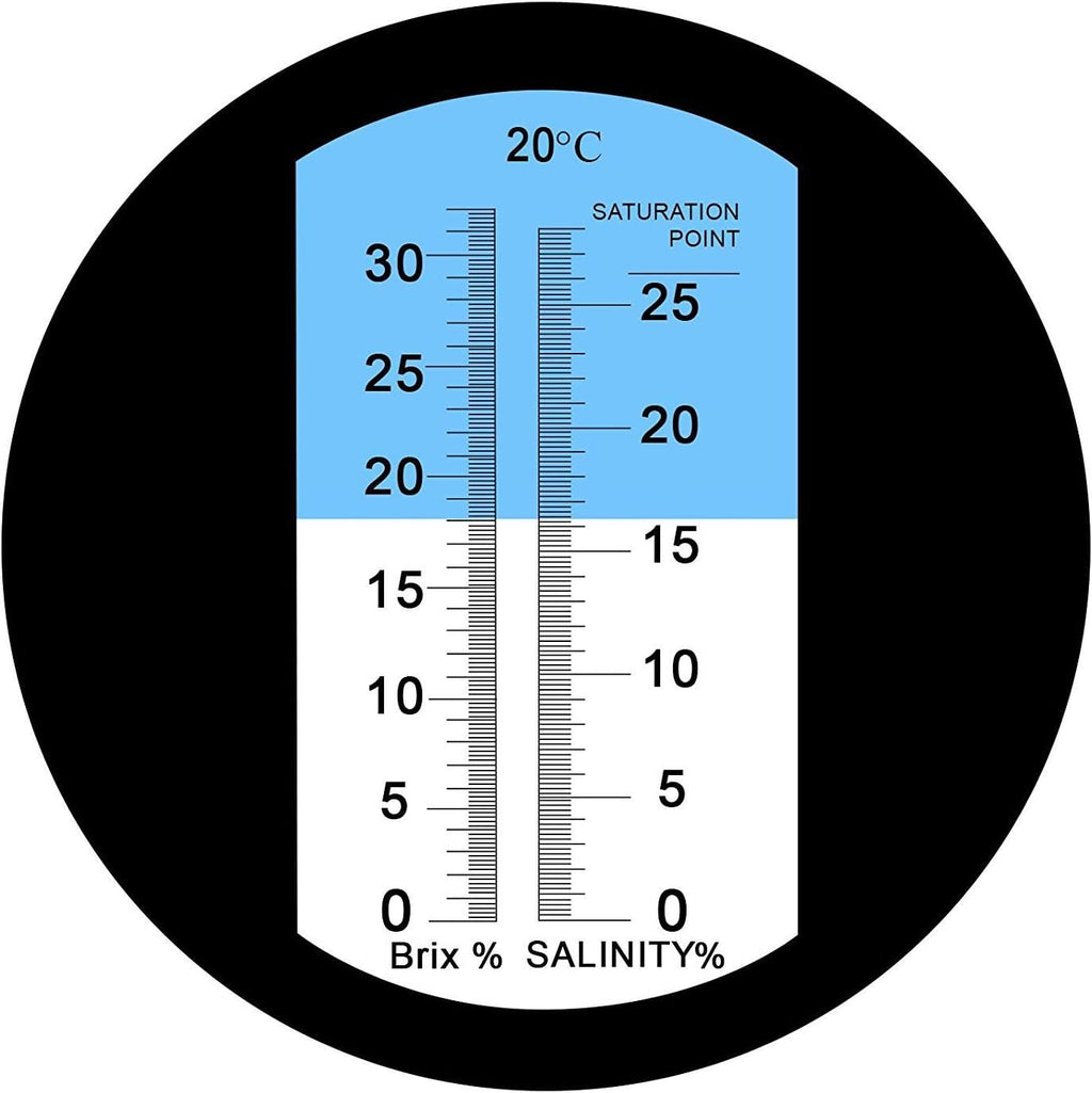 2-in-1 Brix Salinity Refractometer Dual Scale 0-32% Brix & 0-28% Salinity with ATC Sodium Chloride in Food Salt
