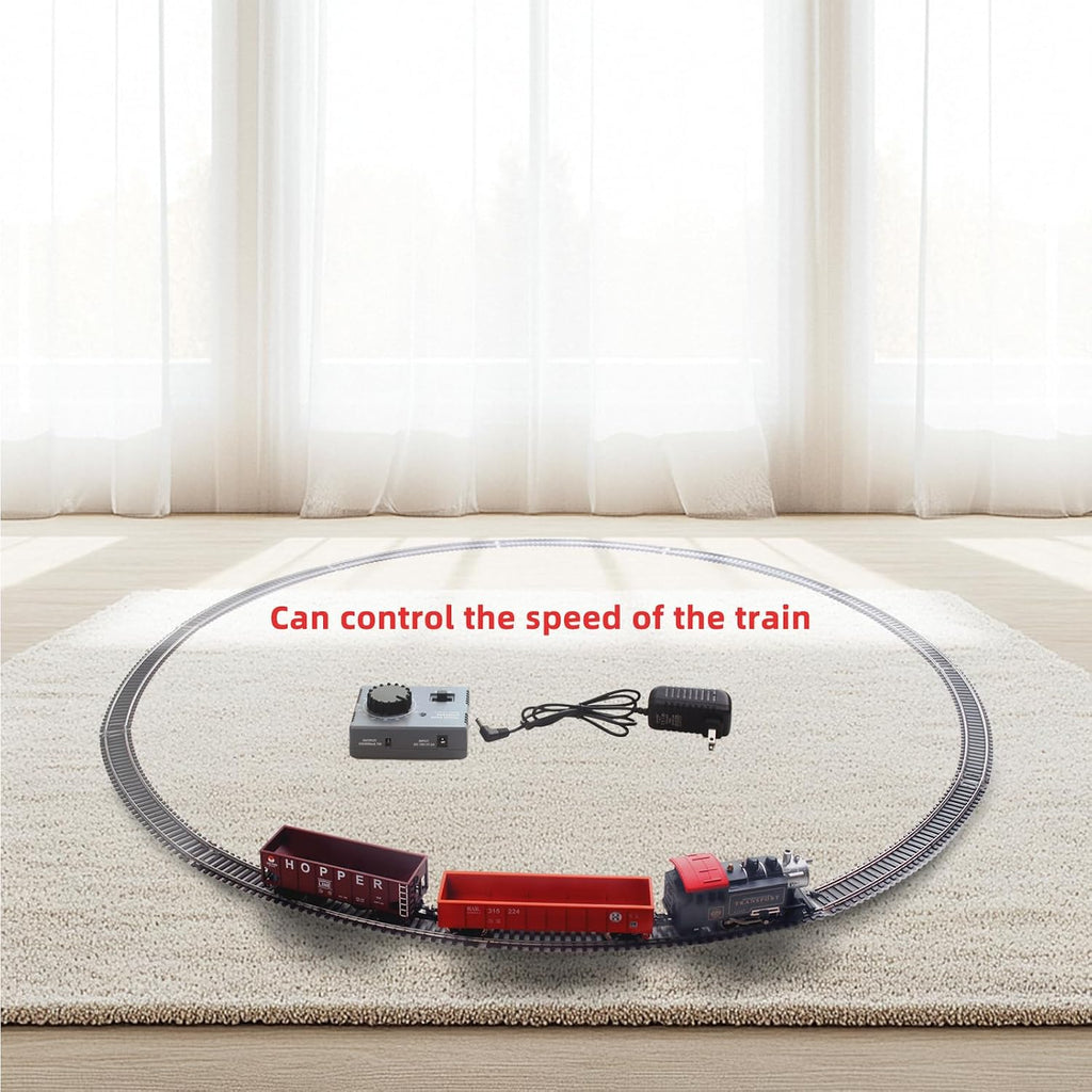 HO Scale 1:87 Electric Train Sets, Black Locomotive Trainset with Remote Control Track Power Pack and Speed