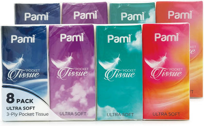 Ultra-Soft 3-Ply Pocket Tissues,Portable,Strong & Absorbent,8 x 10 Ct