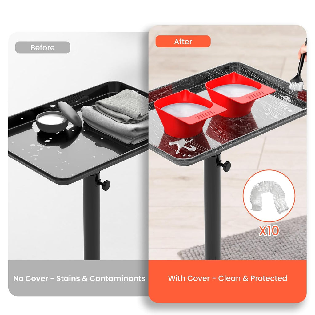 Rolling Salon Tray, Mobile Styling Station with Wheels Aluminum Rolling Tray Trolley for Salon Essentials, Adjustable