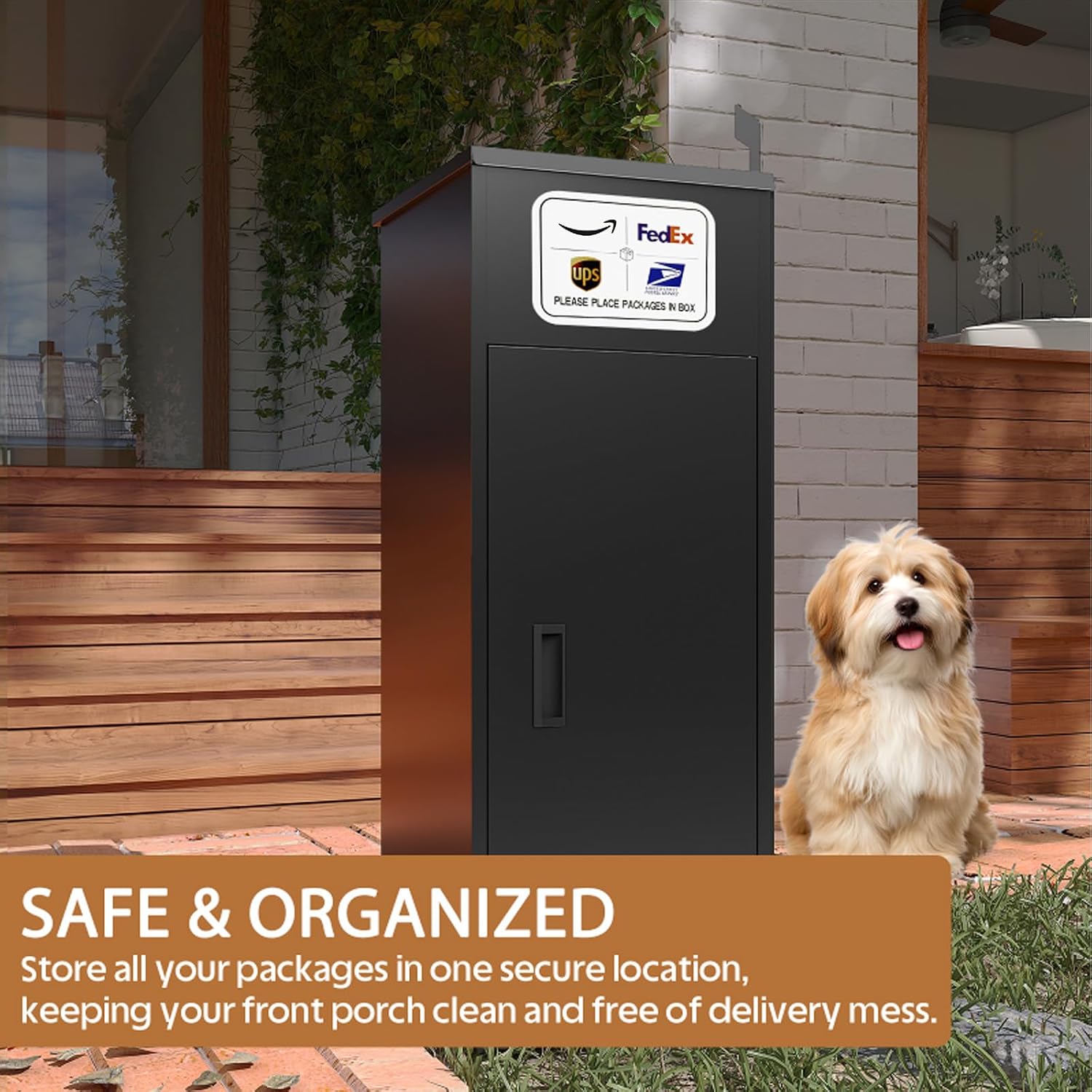 Secure Package Delivery Box for Outside – 36.4”H Heavy-Duty Steel Parcel Drop Box with Anti-Theft Lock & IPX3