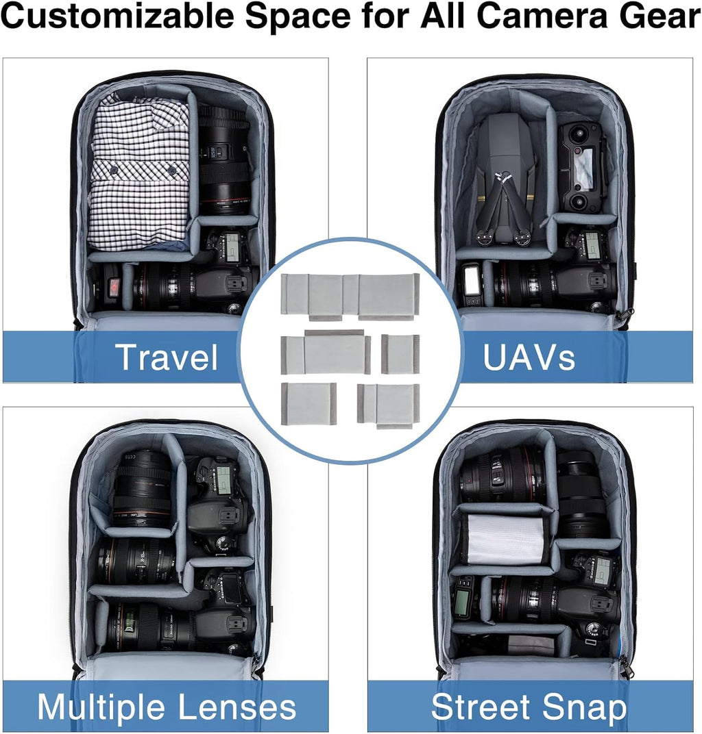 Small Camera Bag Backpack, DSLR SLR Camera Case Fits 13.3 Inch Laptop, Waterproof Photography Backpacks with Rain