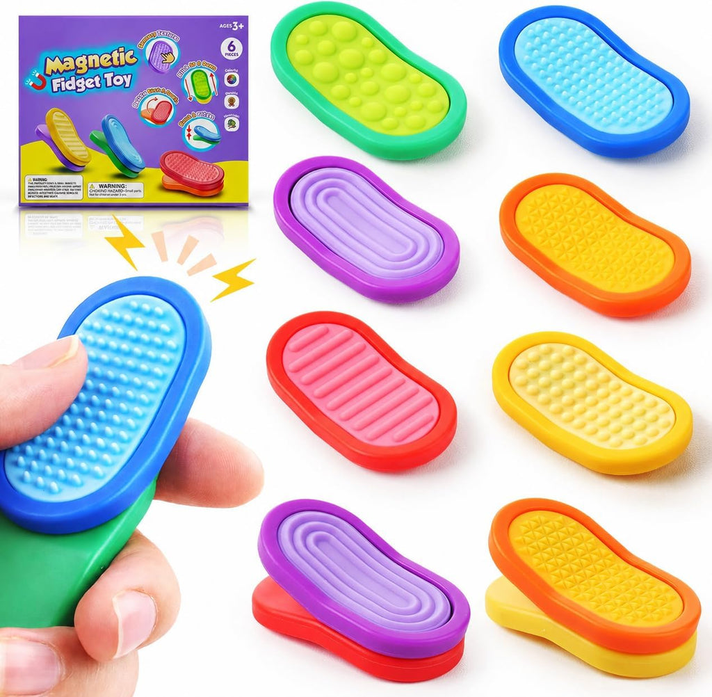 Fidget Sensory Toys for Kids- 6 Pack Textured Fidget Toys for Calming | Magnetic Sensory Toys for Students Stress