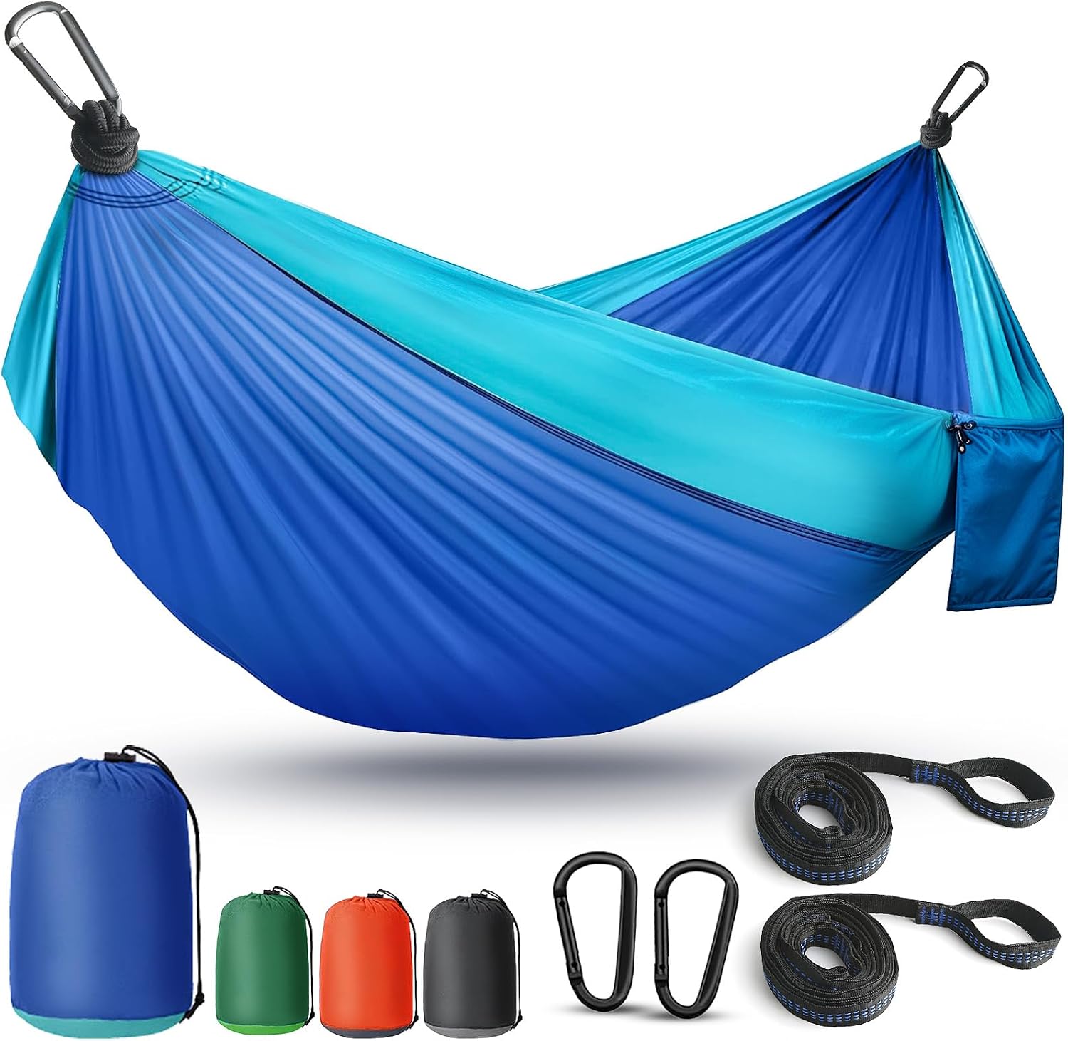 Camping Hammock Lightweight, Portable Hammocks Parachute Hammock with Two Tree Straps, Single or Double Travel Swing