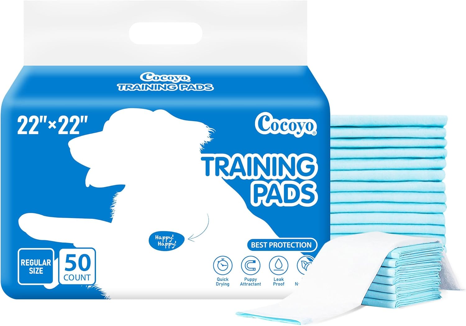 Best Value 22"x22" Dog Training Pads 50 Count | Dog Pee Pads | Super Absorbent Puppy Pads,White
