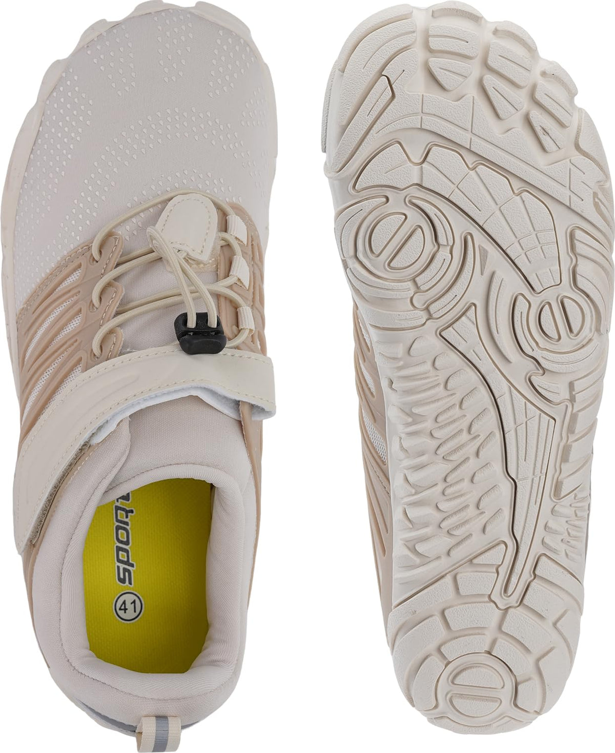 Women's Trail Running Barefoot Shoes Zero Drop, Beige, 5.5-6