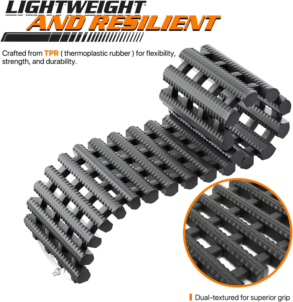 Snow Tire Traction Mats Portable Recovery Tracks for Vehicle in Mud, Snow, Ice, and Sand, 32" Coilable Recovery