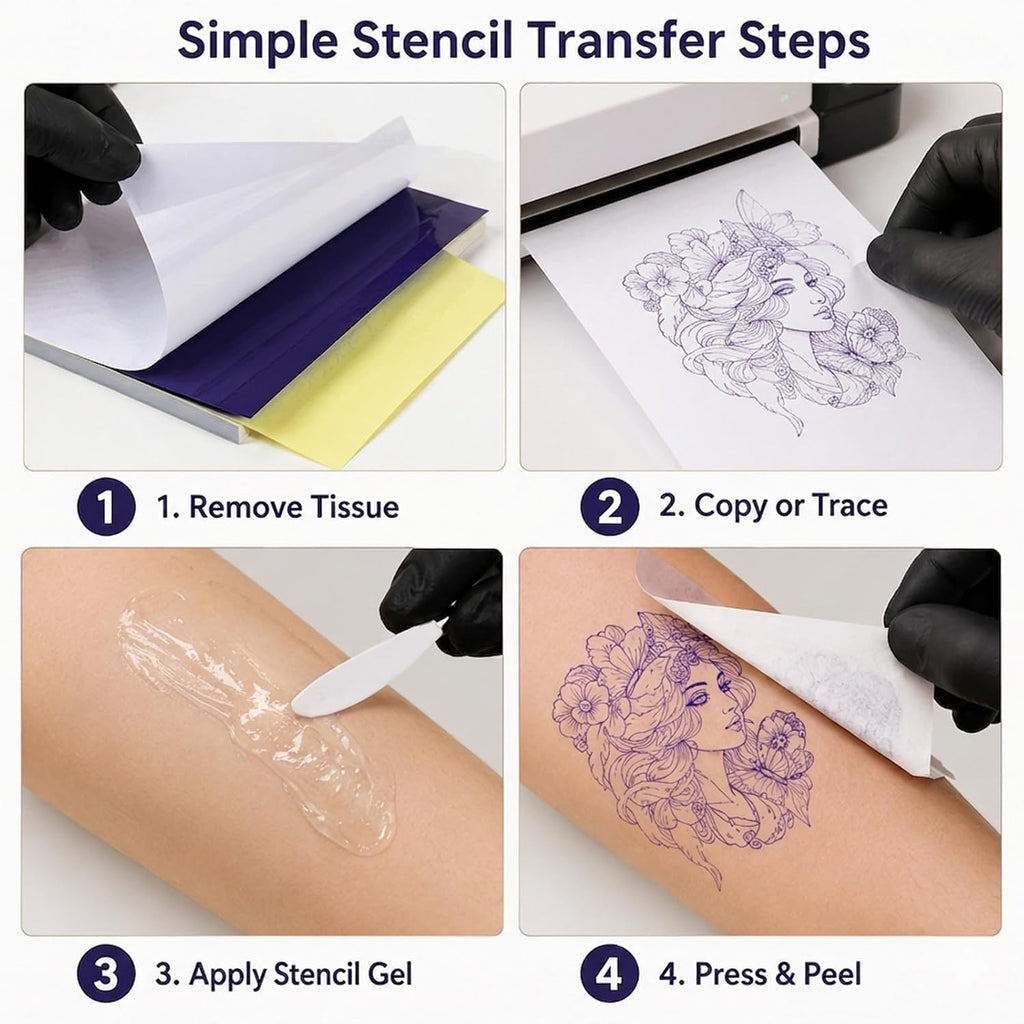 Tattoo Transfer Paper 50 Sheets A4 Size 4-Layer Tattoo Stencil Paper