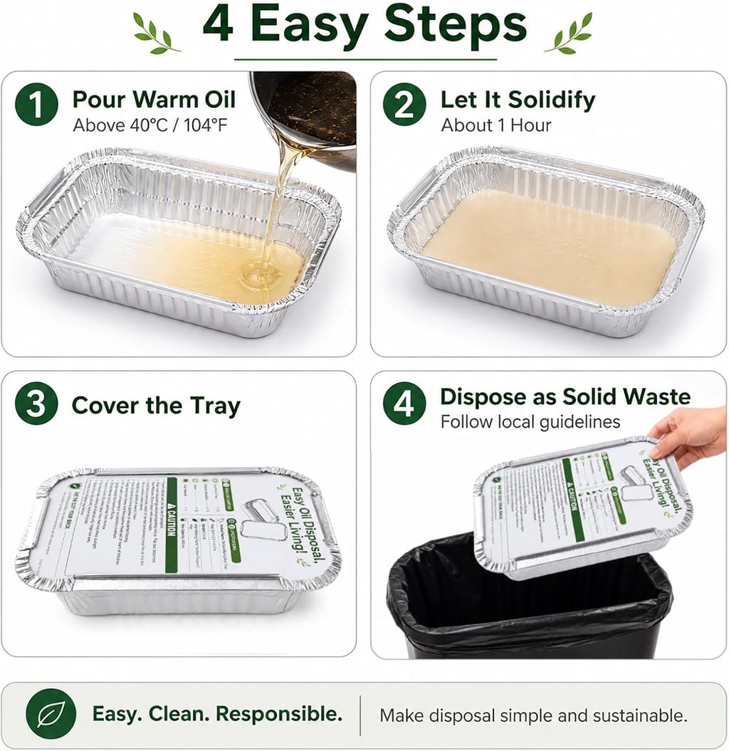 Cooking Oil Solidifier, 12-Pack Disposable Grease Disposal Trays