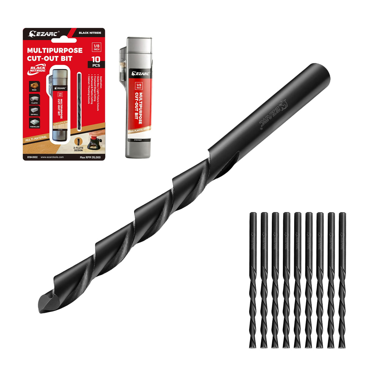 EZARC 1/8-Inch Multi-Purpose Cutting Bits for Drywall Wood Plastic