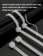 HS Clear Zip Ties 8 Inch (Bulk-1000 Pack) Nylon Cable Ties 40 Lbs Self-Locking Wire Ties for Electronics Organizer