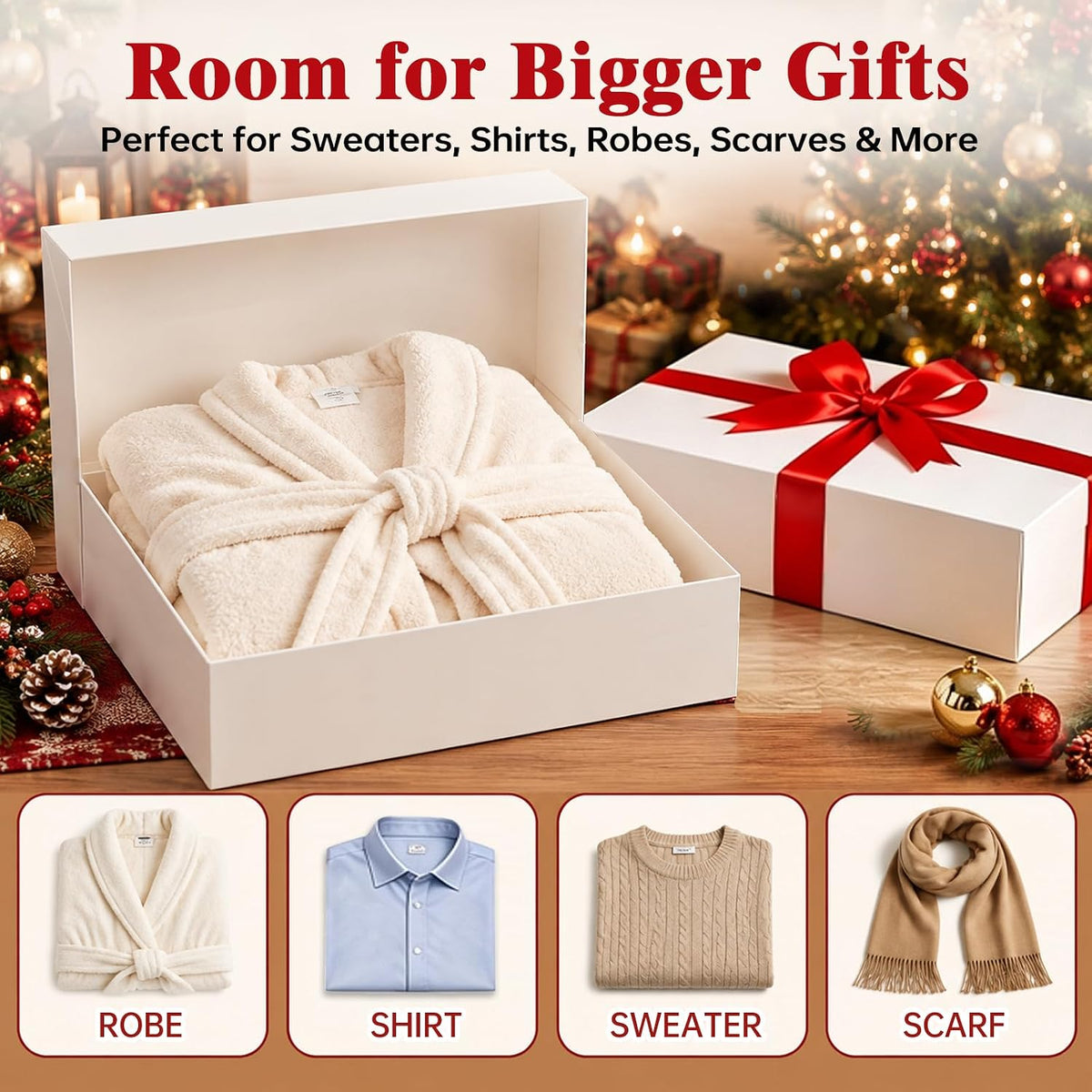 Gift Boxes with Lids for Presents, 14-Pack 17x11x4 Shirt Boxes with Ribbon