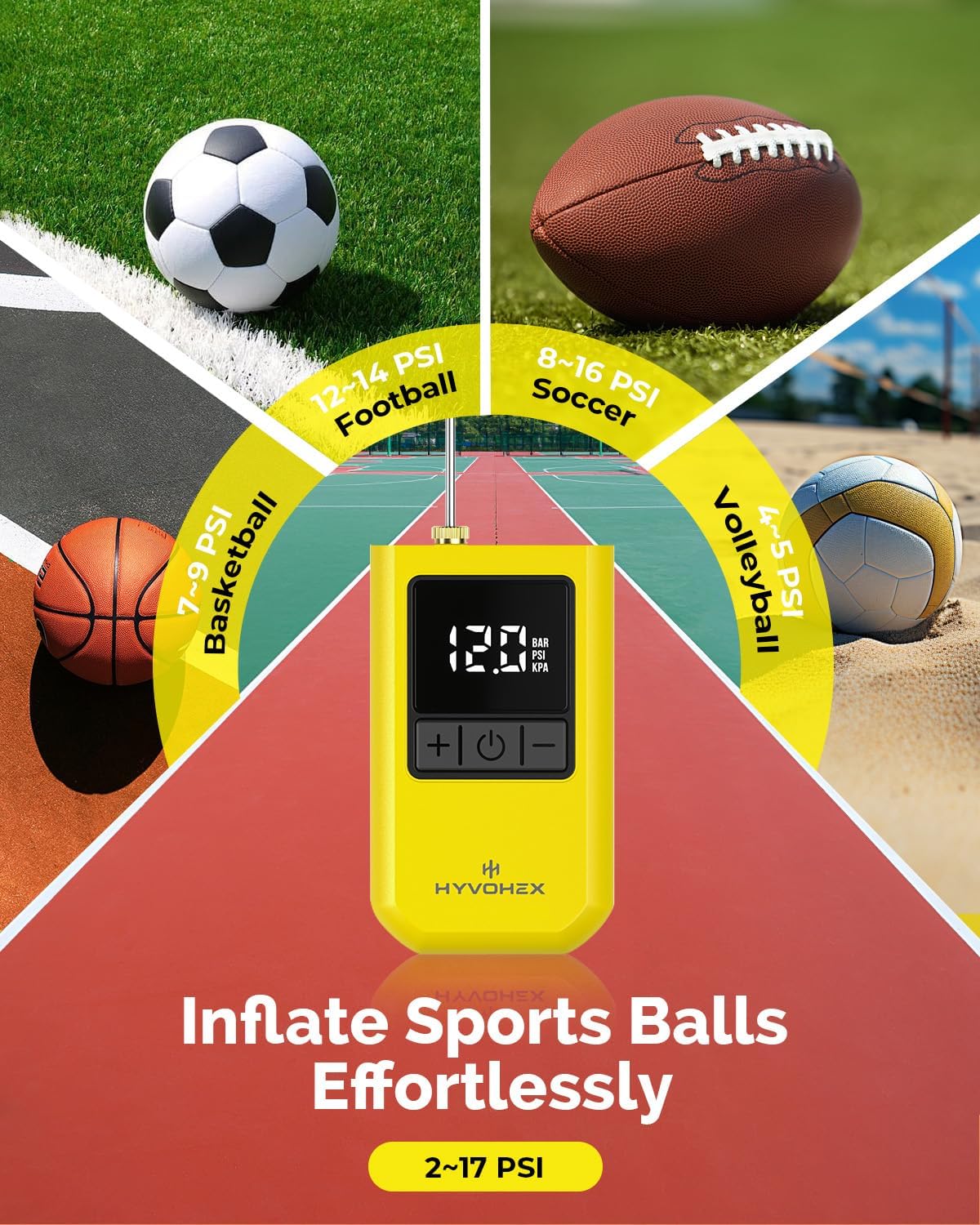 Ball Pump for Sports Balls, Portable Electric Basketball Pump Ultra Fast Inflation, with Digital LED Display Air Pump