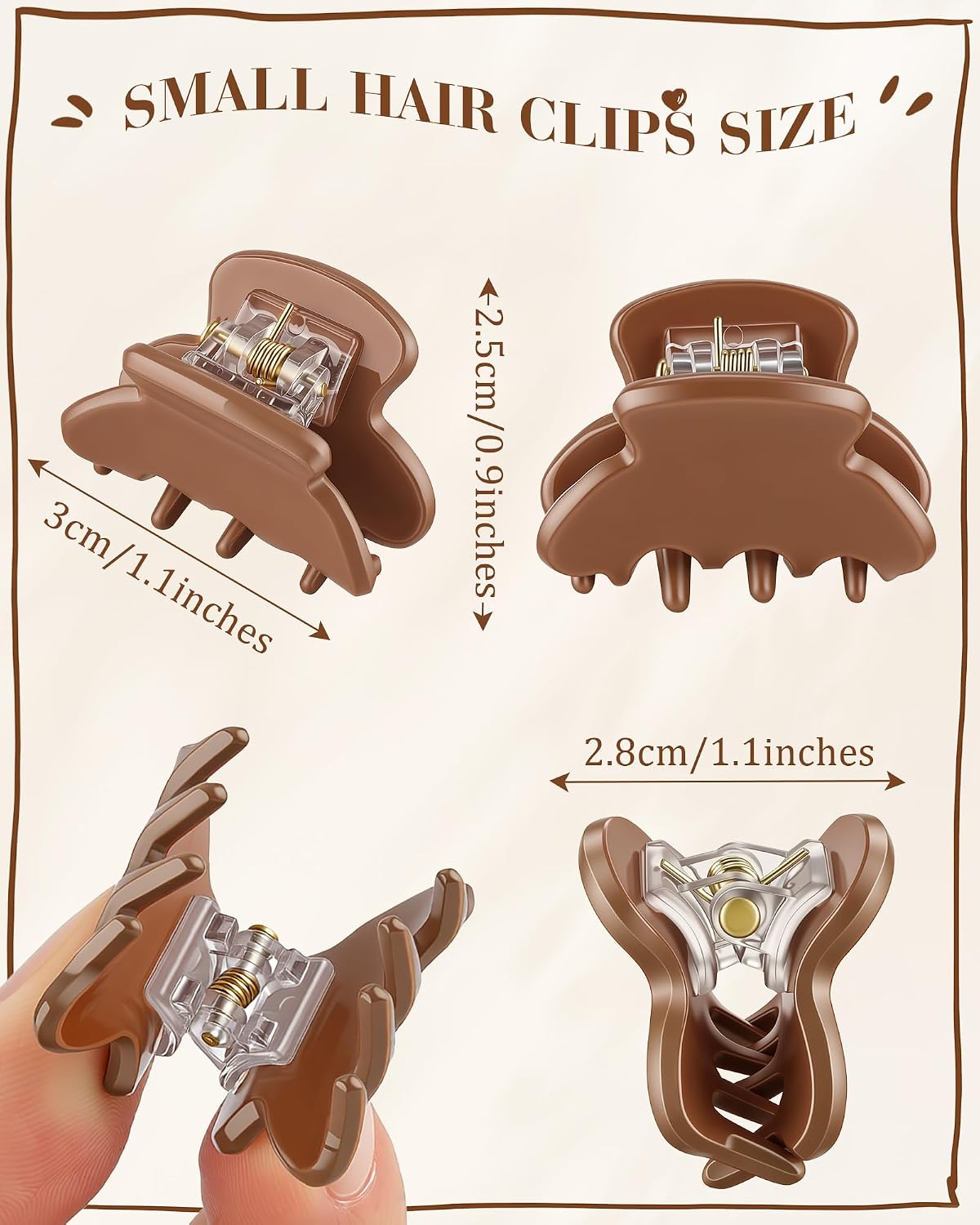 6 Pcs Small Hair Clips Mini Claw Jaw Clips Women Girls Strong Grip