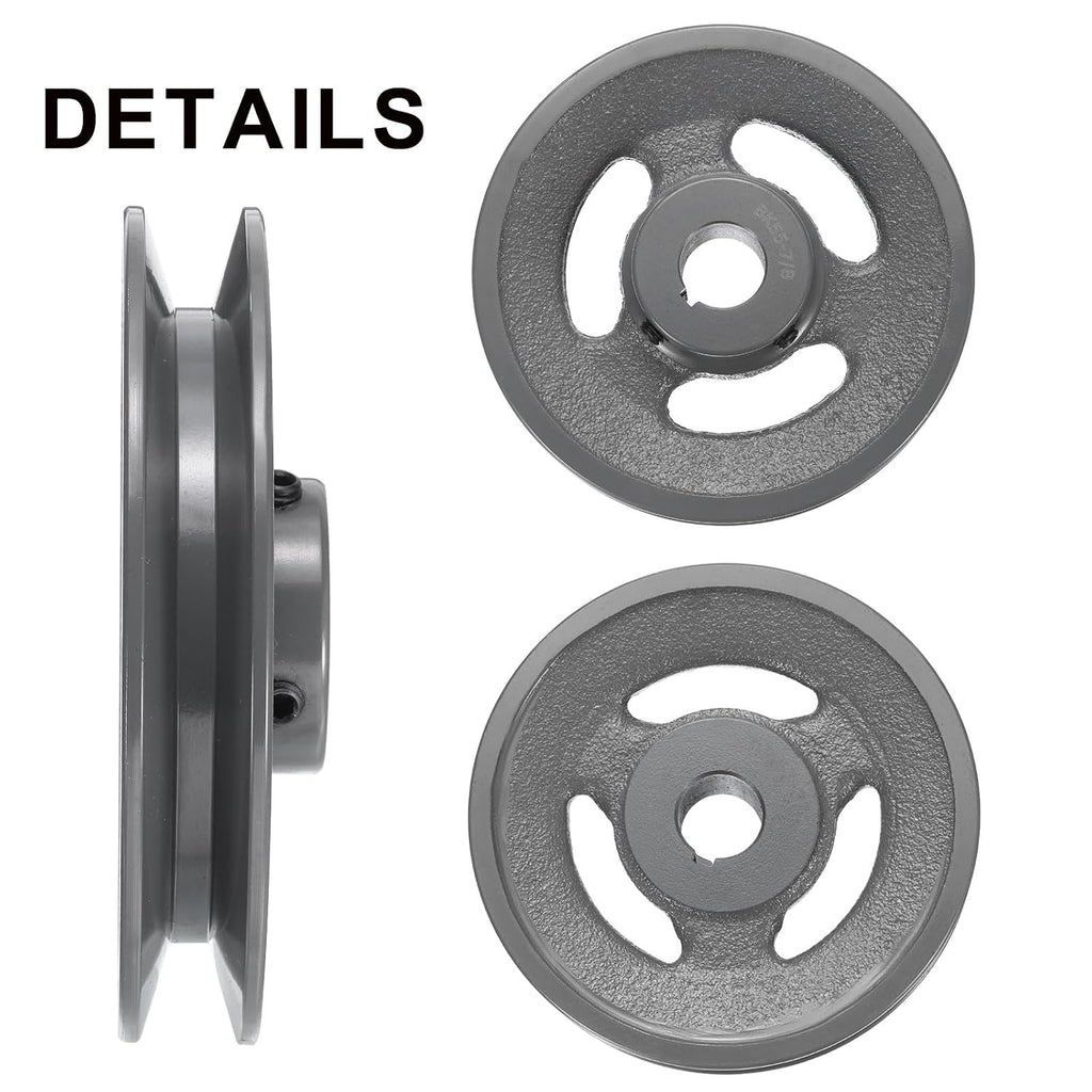 uxcell BK55-7/8 V-Belt Sheave 7/8"Bore 5.25"OD Single Groove Web Sheave Bored-to-Size Sheave, Cast Iron, Belt Section for 3L or B Belt
