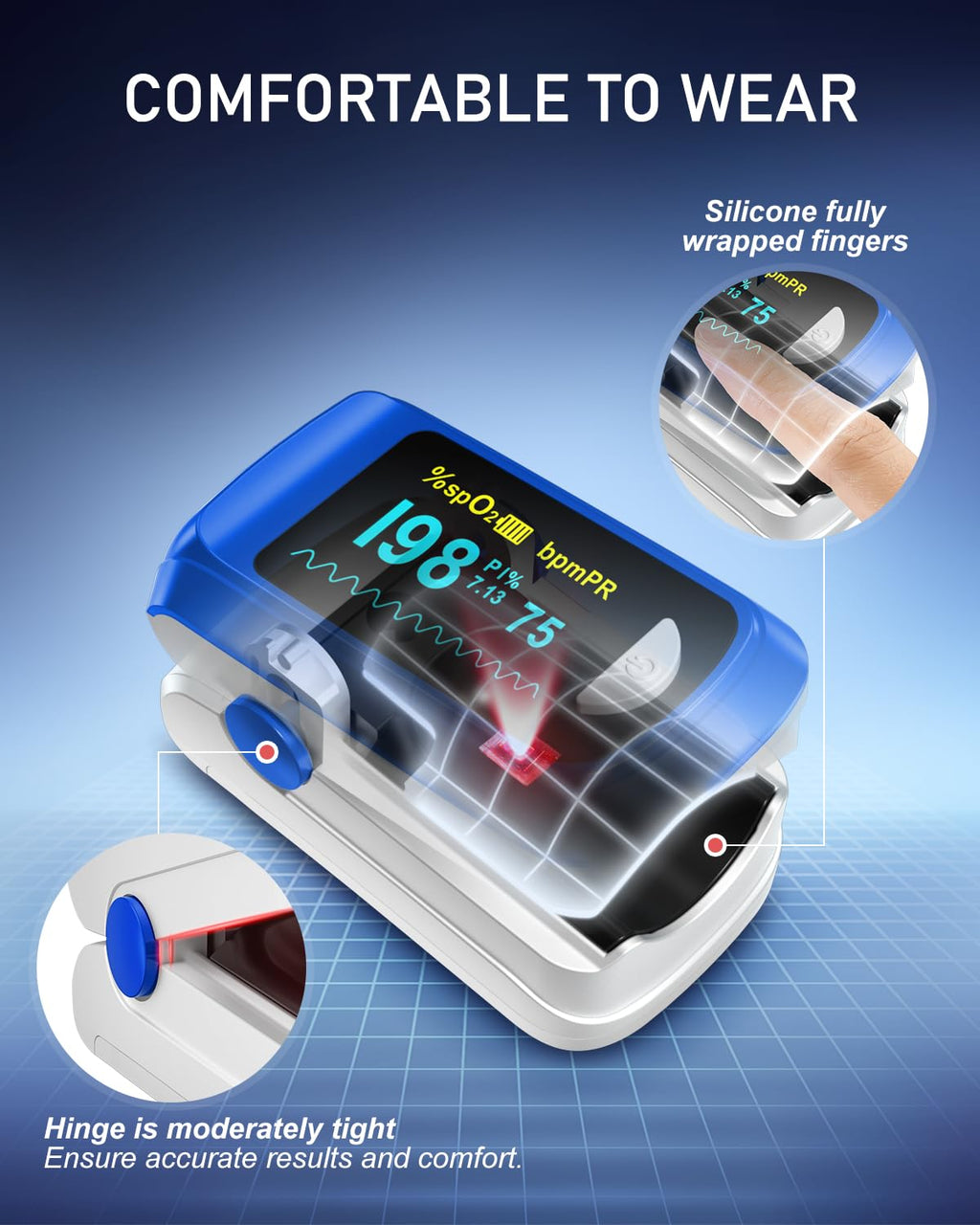 Pulse Oximeter Fingertip Oxygen Monitor Fingertip Pulse Ox Heart Rate and SpO2 Finger Pulse Oximeter for SpO2/Heart