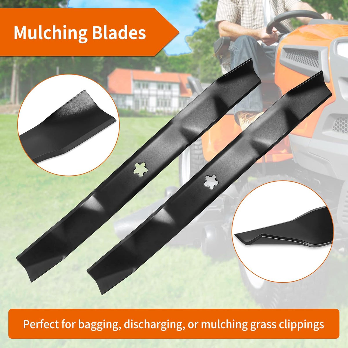134149 Mower Blades Fit for Craftsman Hu sqvarna Poulan Pro 42" Deck, 21" Mulching Blades for Craftsman LT2000 LT1000