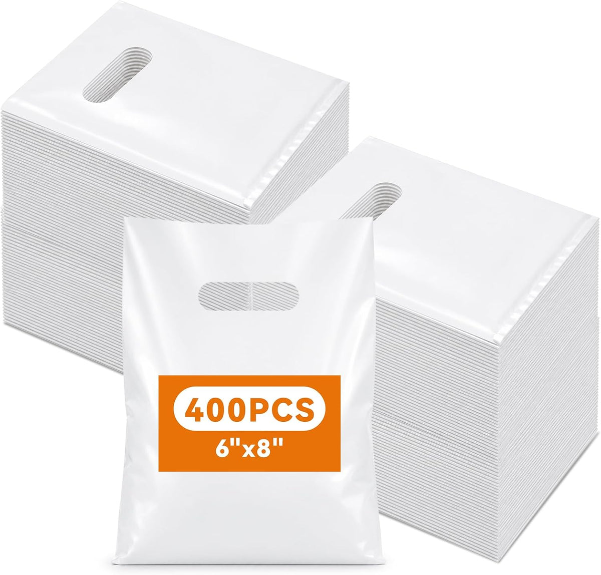 400 Pcs White Plastic Gift Bags 6"x8" Bags for Small Business