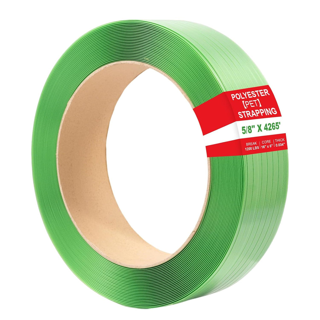 5/8" x .034" x 4265ft Polyester (PET) Strapping Roll of 16"x6" Core Size