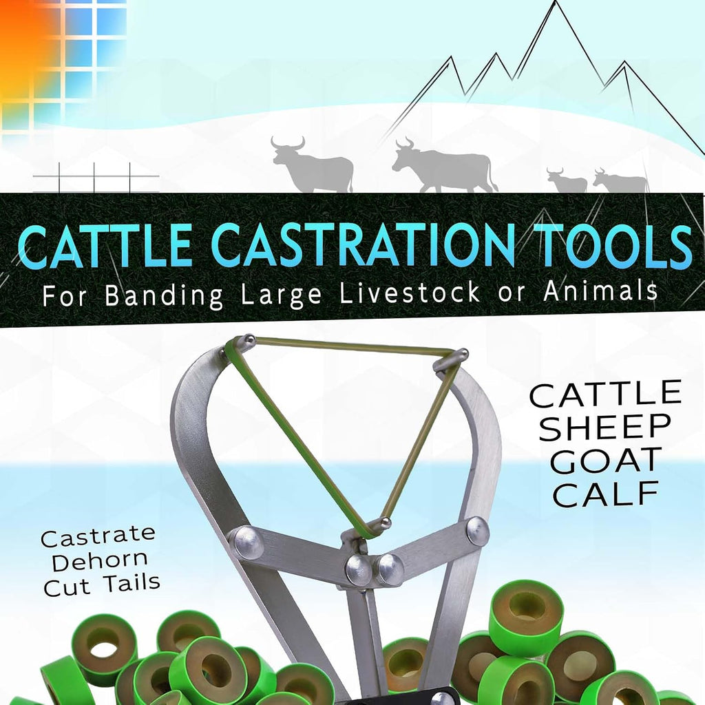 Cattle Banding Tools Calves Castration Kit, with a Large Bander and 25 pcs Bands