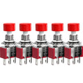 AC 2A/250V 5A/120V 3 Pin Momentary Push Button Switch NO NC with Red Cap 5Pcs