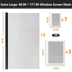 Window Screen and Screen Door Mesh Repair Kit, Black, 48in x 177in