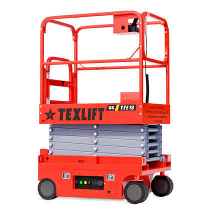 Full Electric Self-Propelled Scissor Lift – 18 Ft Platform Height, 25 Ft Working Height, 440 lb Capacity Hydraulic