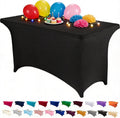 4FT Spandex Table Cover Rectangular Stretch Spandex Tablecloth (Black,4FT)