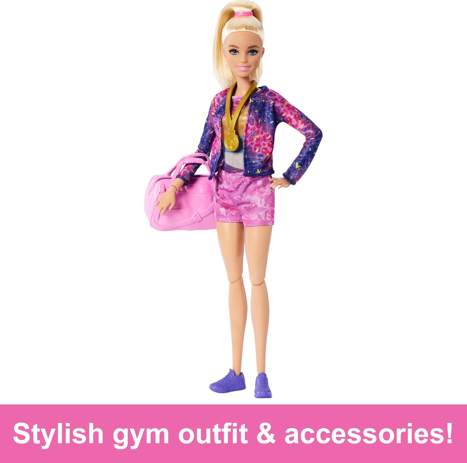 Barbie Gymnastics Doll & Accessories, Playset with Blonde Fashion Doll, C-Clip for Flipping Action, Balance Beam