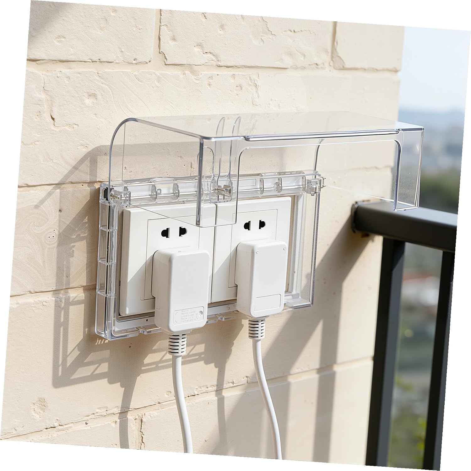 Outdoor Outlet Cover: Weatherproof Electrical Box for 2-Gang Receptacle Adhesive Waterproof Socket Case for Bathroom
