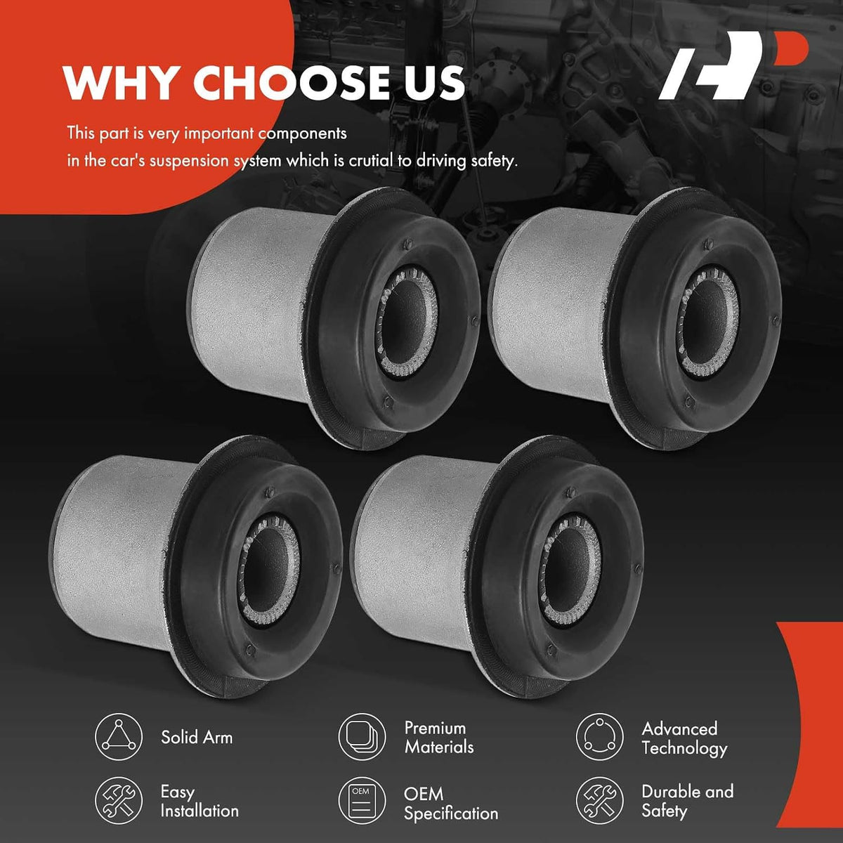 A-Premium Front Upper Forward and Rearward Control Arm Bushing Kit
