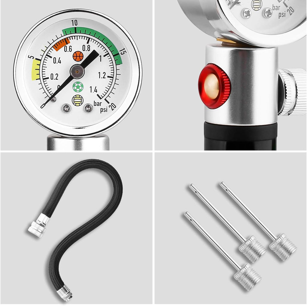 Ball Pump with Pressure Gauge, eBall Sports Ball Air Pump with Inflation Needles & Pressure Release Valve for