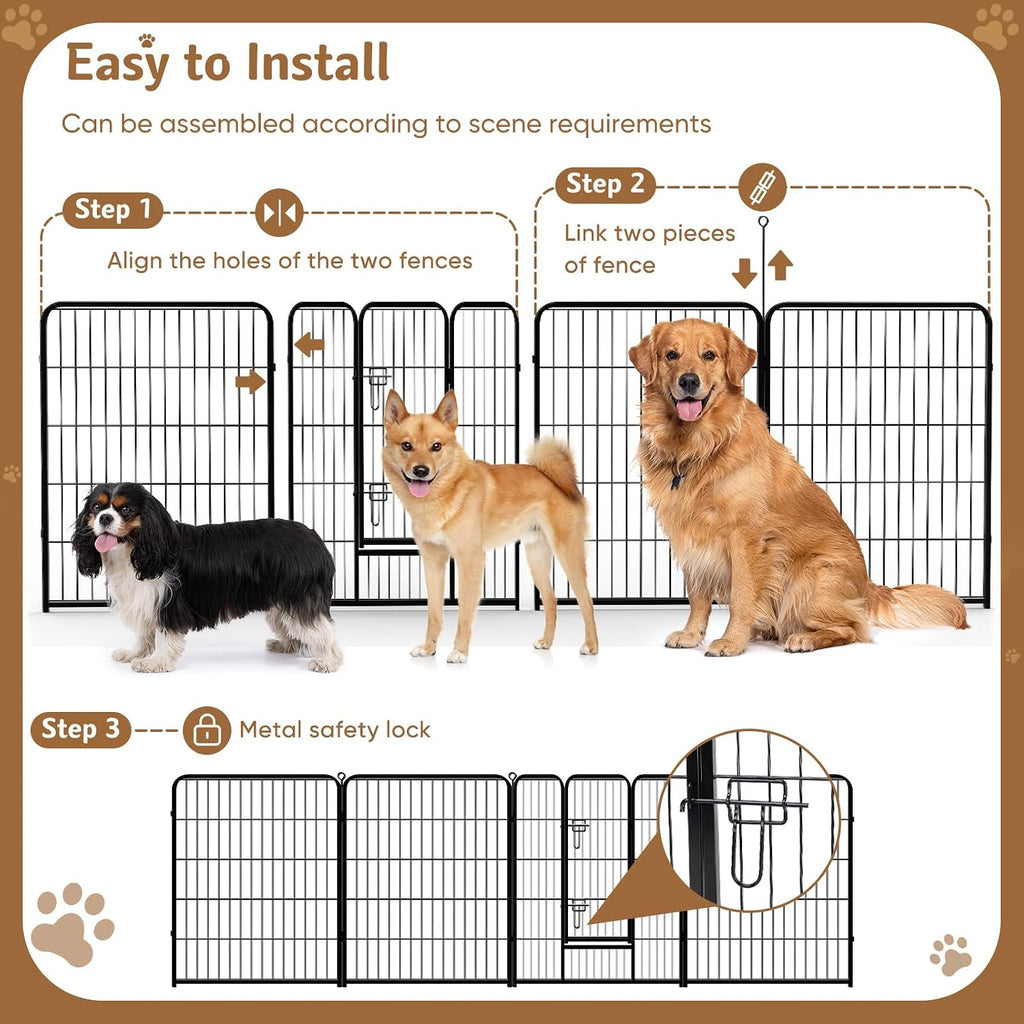 Dog Playpen 32 Inch 8 Panels Indoor Outdoor Metal Pet Fence