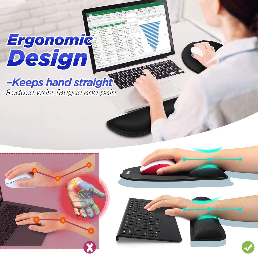 Upgrade Enlarge Superfine Fibre Soft Smooth Gel Ergonomic Mouse Pad Wrist Support and Keyboard Wrist Rest for