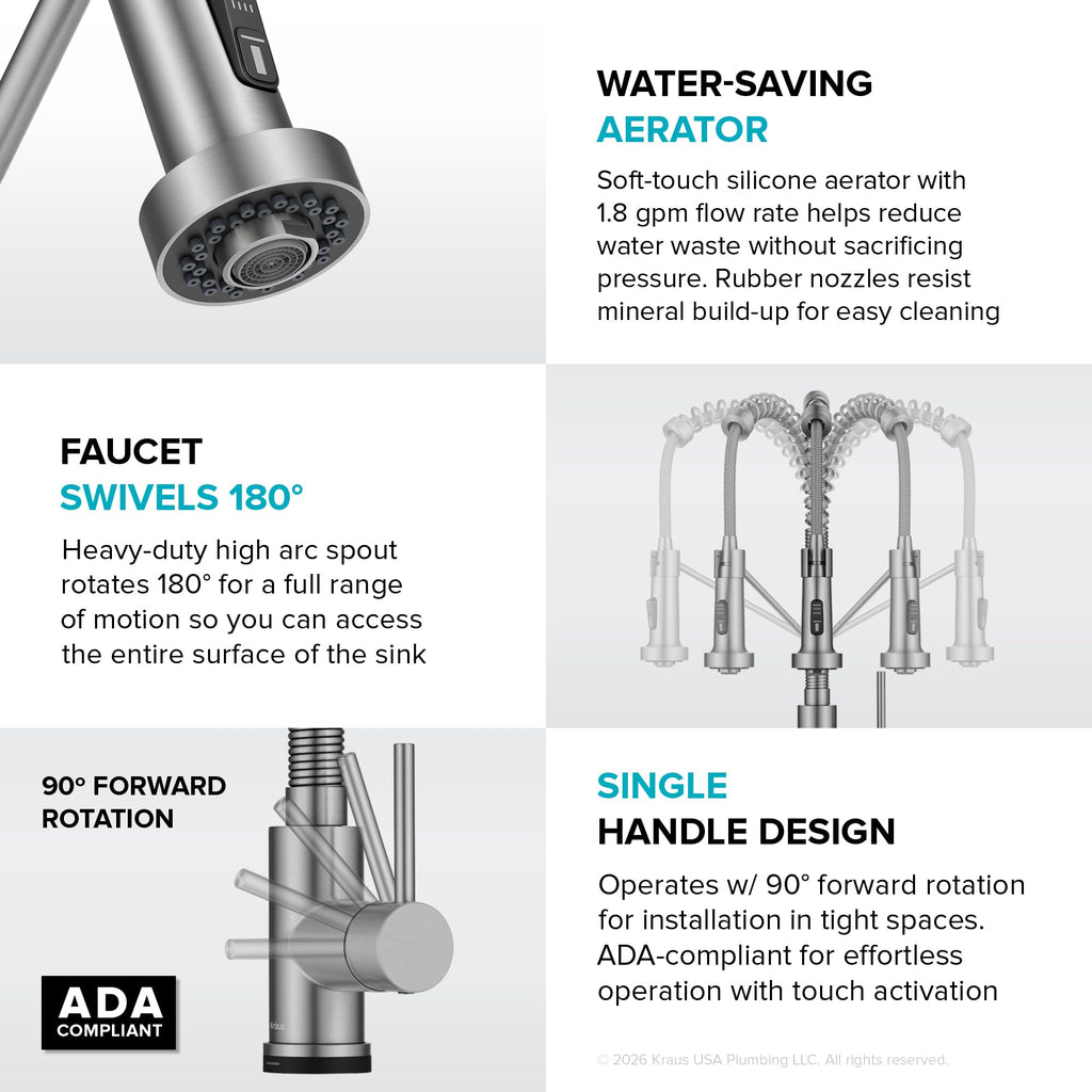 Bolden Touch Kitchen Faucet w/Pull Down Sprayer, Spot-Free Stainless