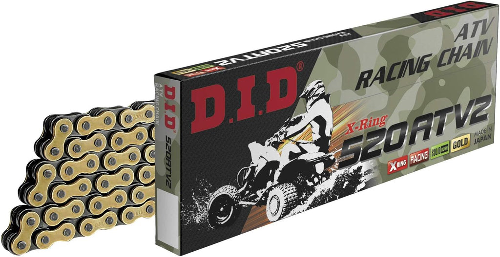 DID (520ATV2-104) Gold 104 Link High Performance X-Ring ATV Chain with Connecting Link
