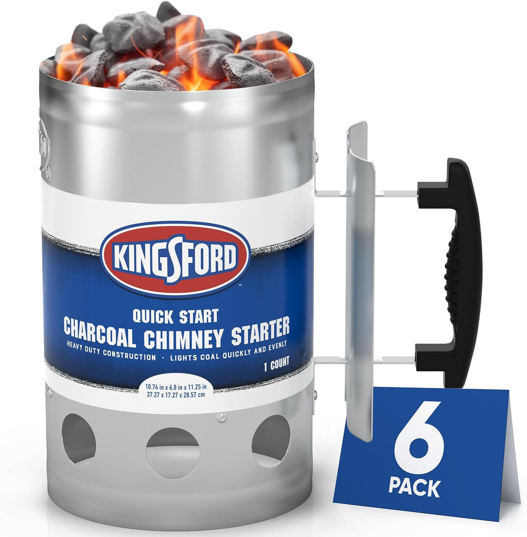 Heavy Duty Charcoal Chimney Starter, Large Capacity, 6-Pack