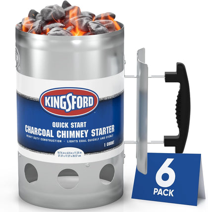 Heavy Duty Charcoal Chimney Starter, Large Capacity, 6-Pack