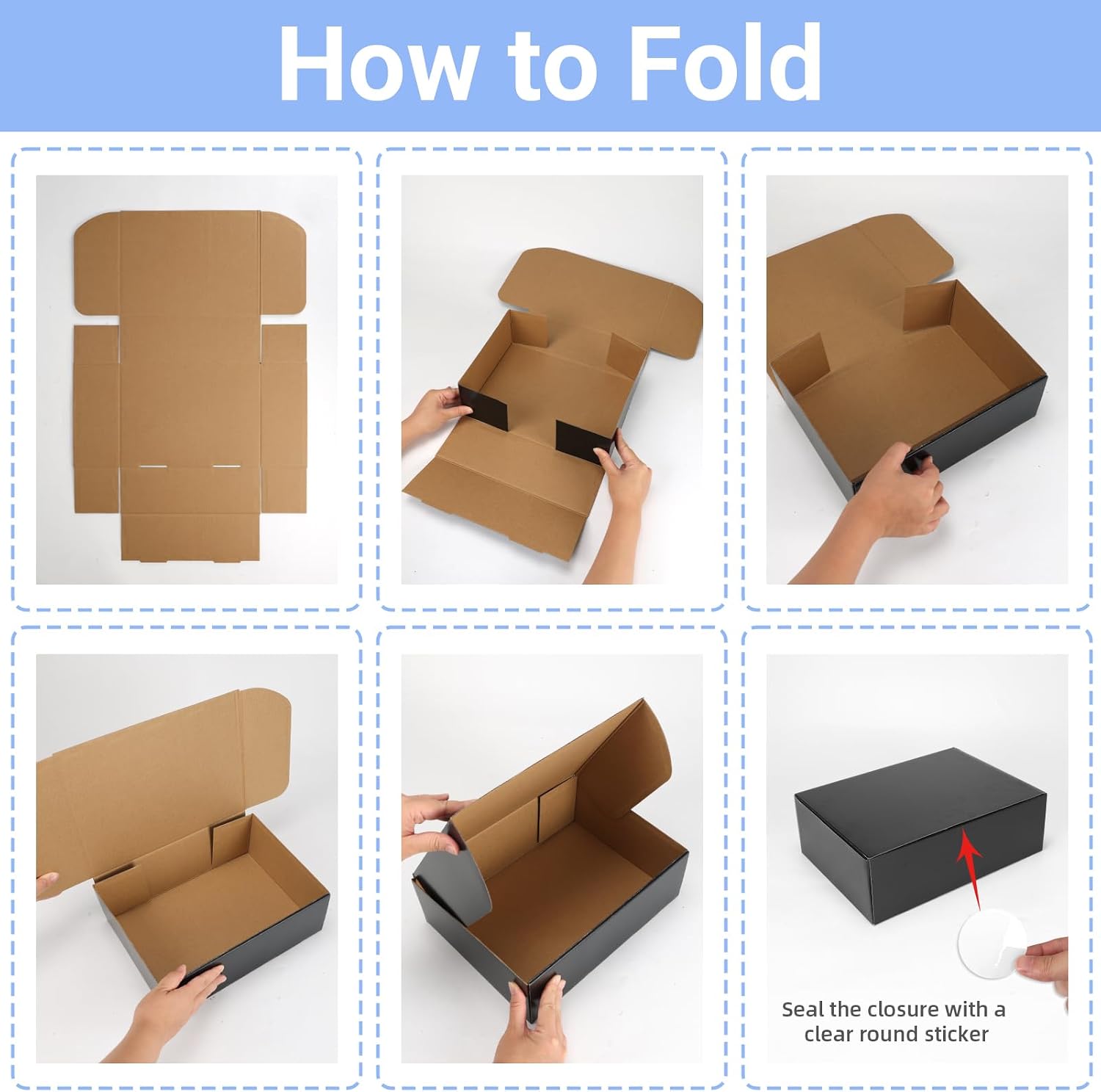 Black 12x9x4 Shipping Boxes Set of 25, Corrugated Cardboard Mailer Boxes with Brown Interior for Small Business Shipping