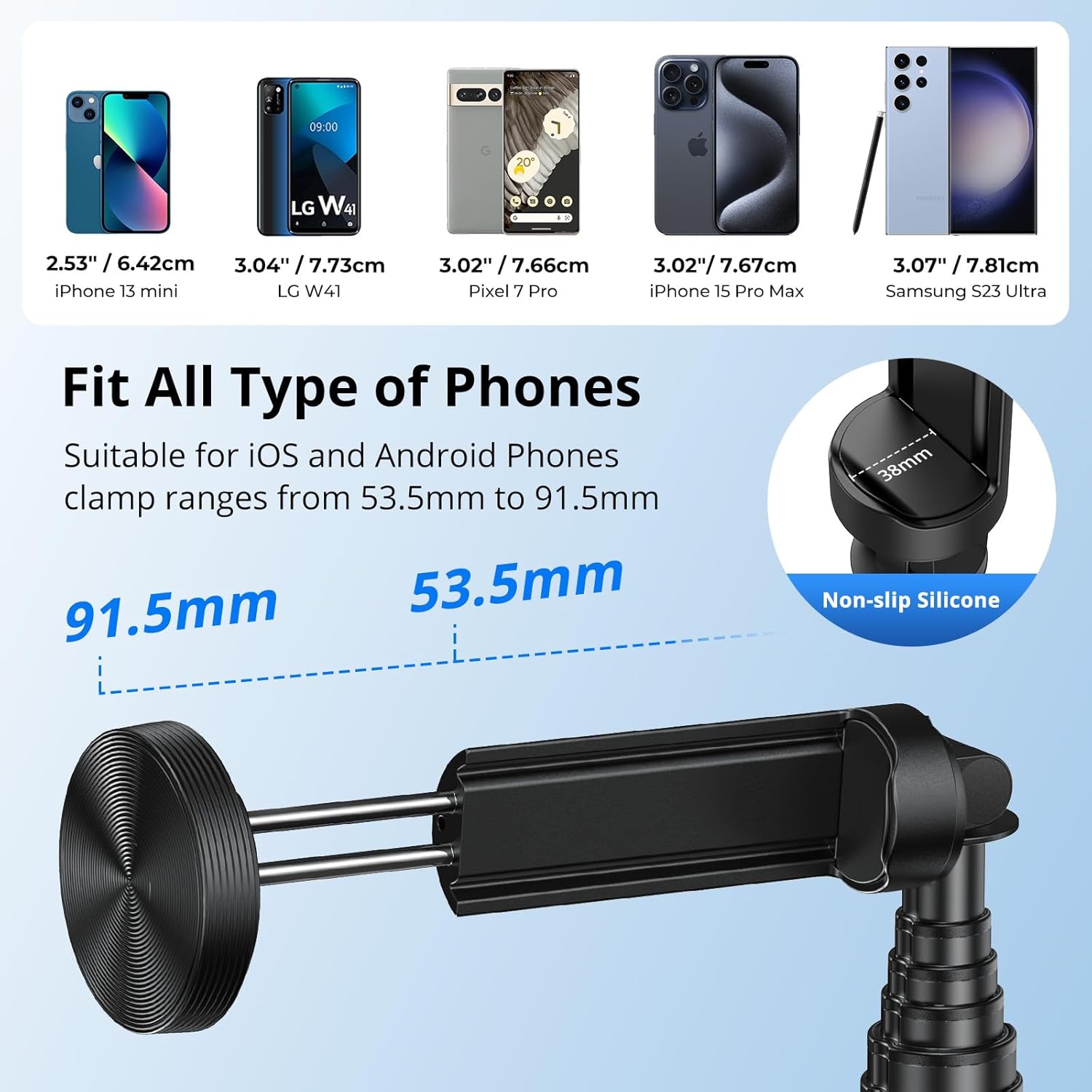 55" Selfie Stick Phone Tripod for iPhone, All-in-one Extendable Aluminum Selfie Stick with Remote, Travel Tripod for