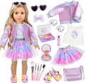 American 18 Inch Doll Makeup Accessories and Clothes Set Includes 18 Inch Doll Clothes and Shoes Bag Makeup Brush Set