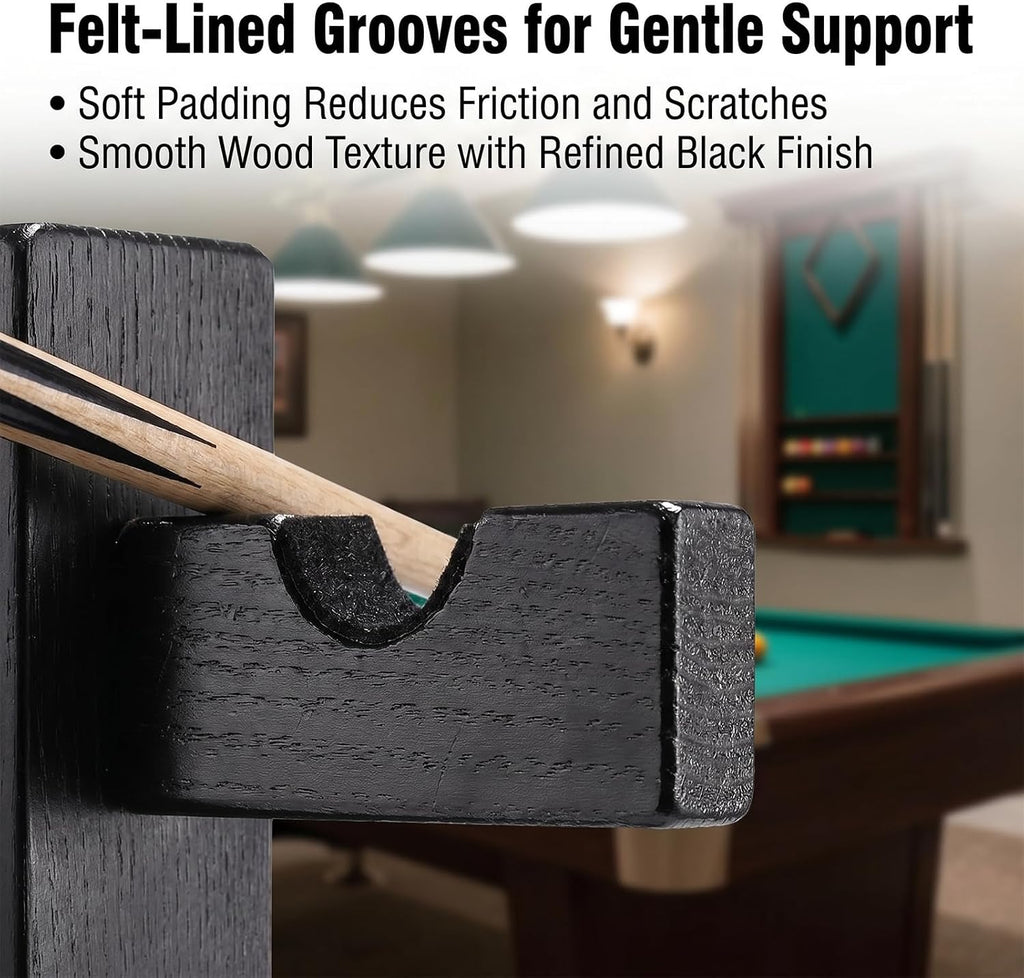 Pool Stick Holder Wall Mount Pool Stick Rack Billiard Cue Racks | Solid wood, horizontal display and storage of 2