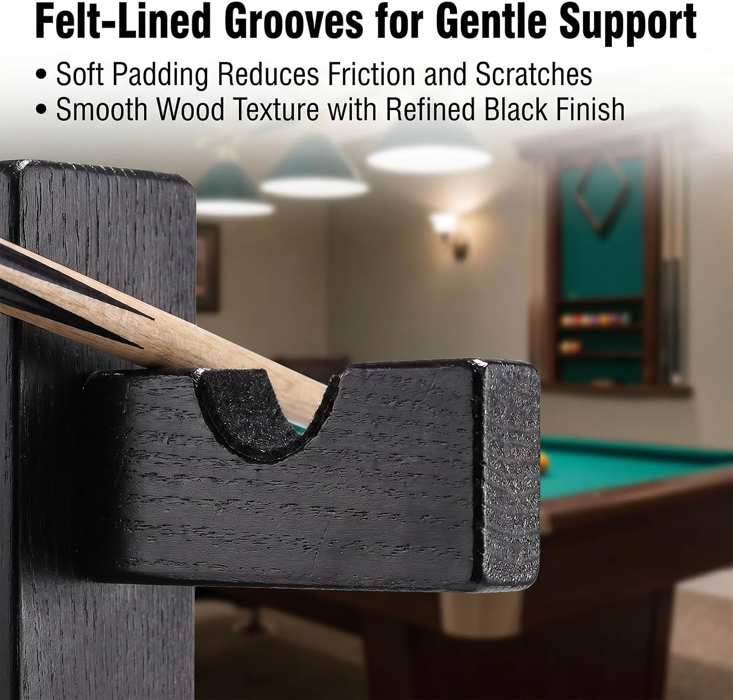 Pool Stick Holder Wall Mount Pool Stick Rack Billiard Cue Racks | Solid wood, horizontal display and storage of 2