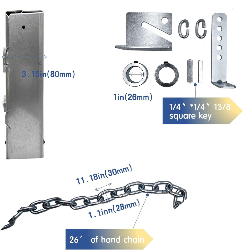 Garage Door Chain Hoist - 4:1 Reduced Drive Heavy Duty Hoist for Roll Up Doors and Jackshaft Garage Door Openers