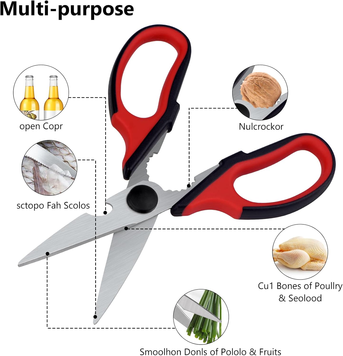 Left Handed Scissors and Kitchen Shears, Lefty Stainless Steel Sharp Blade Soft Comfort-Grip Handles Scissors, 2-Pack