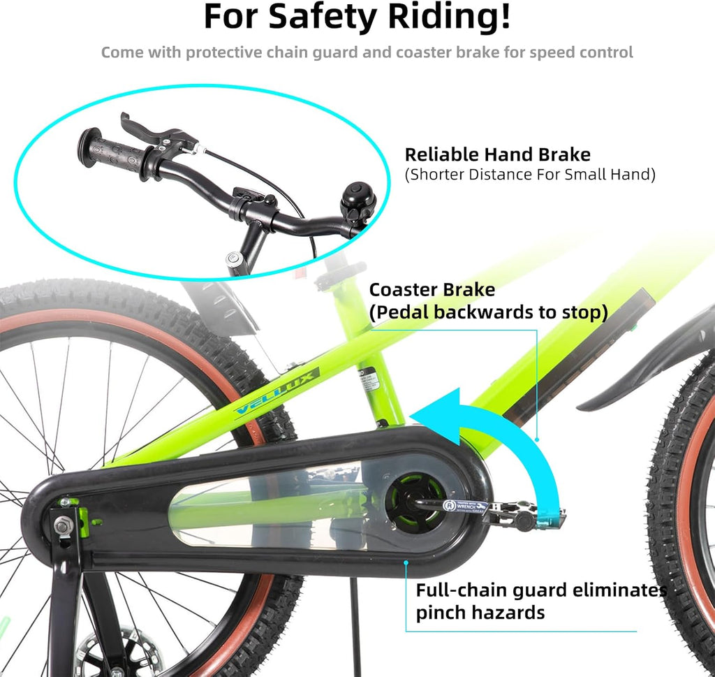 12-20" Kids Bike for 3-10 Yrs, Light-Up Training Wheels | Light-Up Frame Kids' Bicycle for Boys Girls Ages 3-10 First